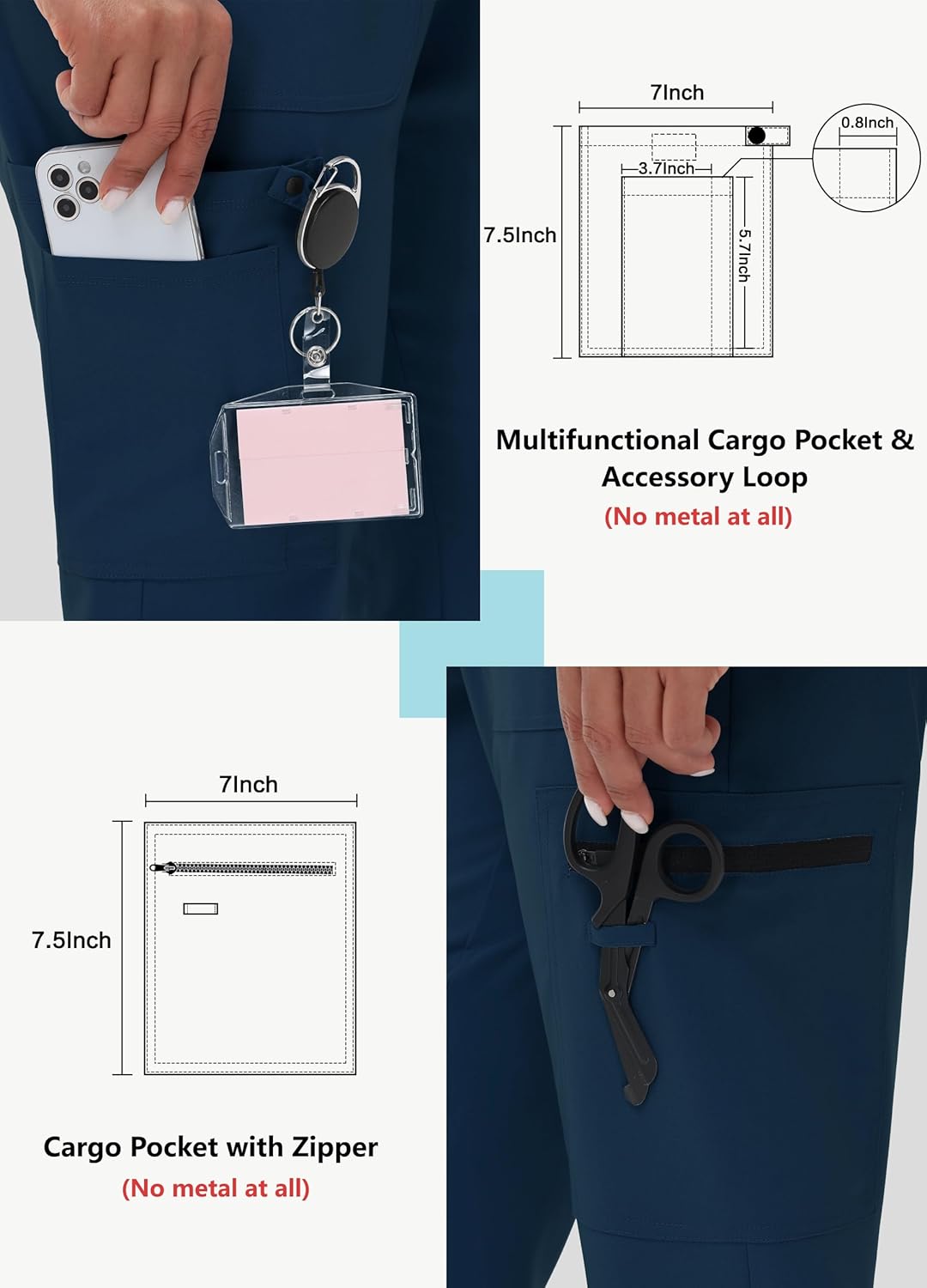 High Waisted Jogger Style Scrub Pants Tall Navy - Image 4