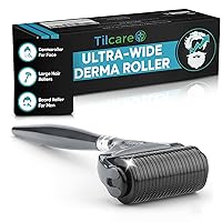 Vista 1 de Beard and Hair Ultra Wide Derma Roller (1Pack) by Tilcare - Sterile 1200 Grade A Titanium Microneedles Titanium Derma Roller 0.25mm