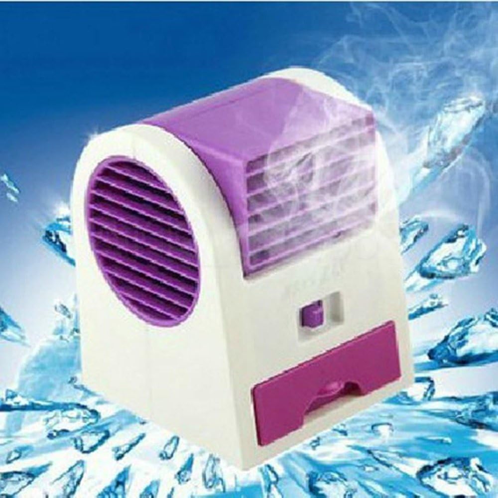 Office Portable Mini Fan Cooling Desktop Dual Bladeless USB Air Conditioner Purple