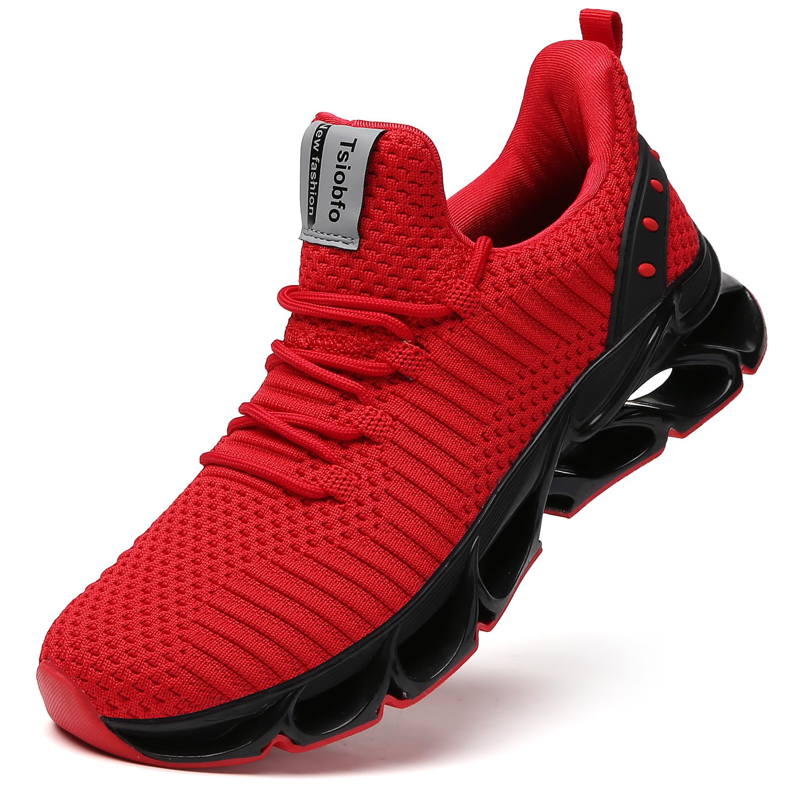 FRSHANIAH Running Shoes for Men Sneakers Athletic Jogging Tennis Walking Shoes Breathable Fashion Trail Workout Shoe Red Size 8