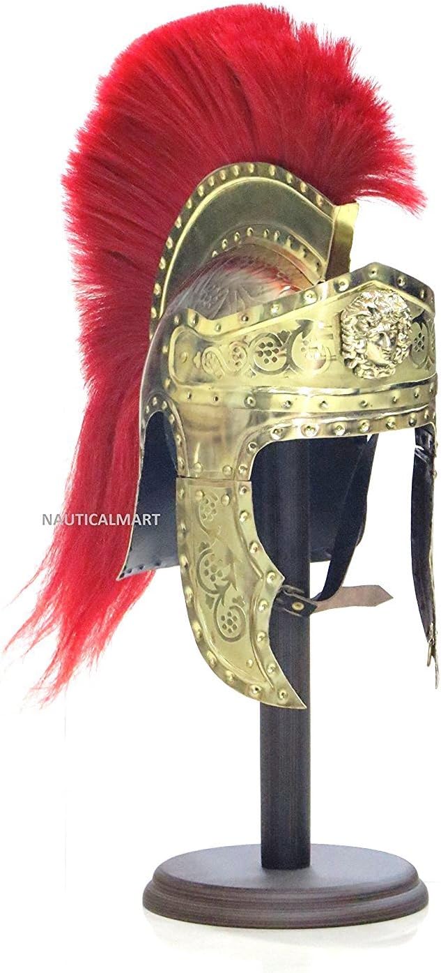 Roman Emperors Praetorian Guard Medieval Brass Helmet with Red Plume