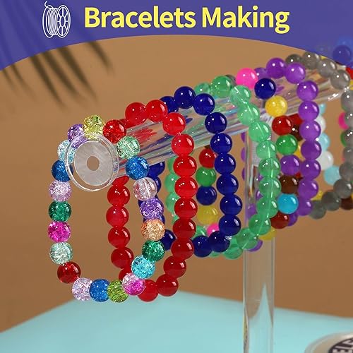 Miniatura 5 de FANDAMEI Cuerdas elásticas de 0.031 in para pulseras, cordón elástico de cristal para hacer joyas, cordón elástico transparente para abalorios, hilo