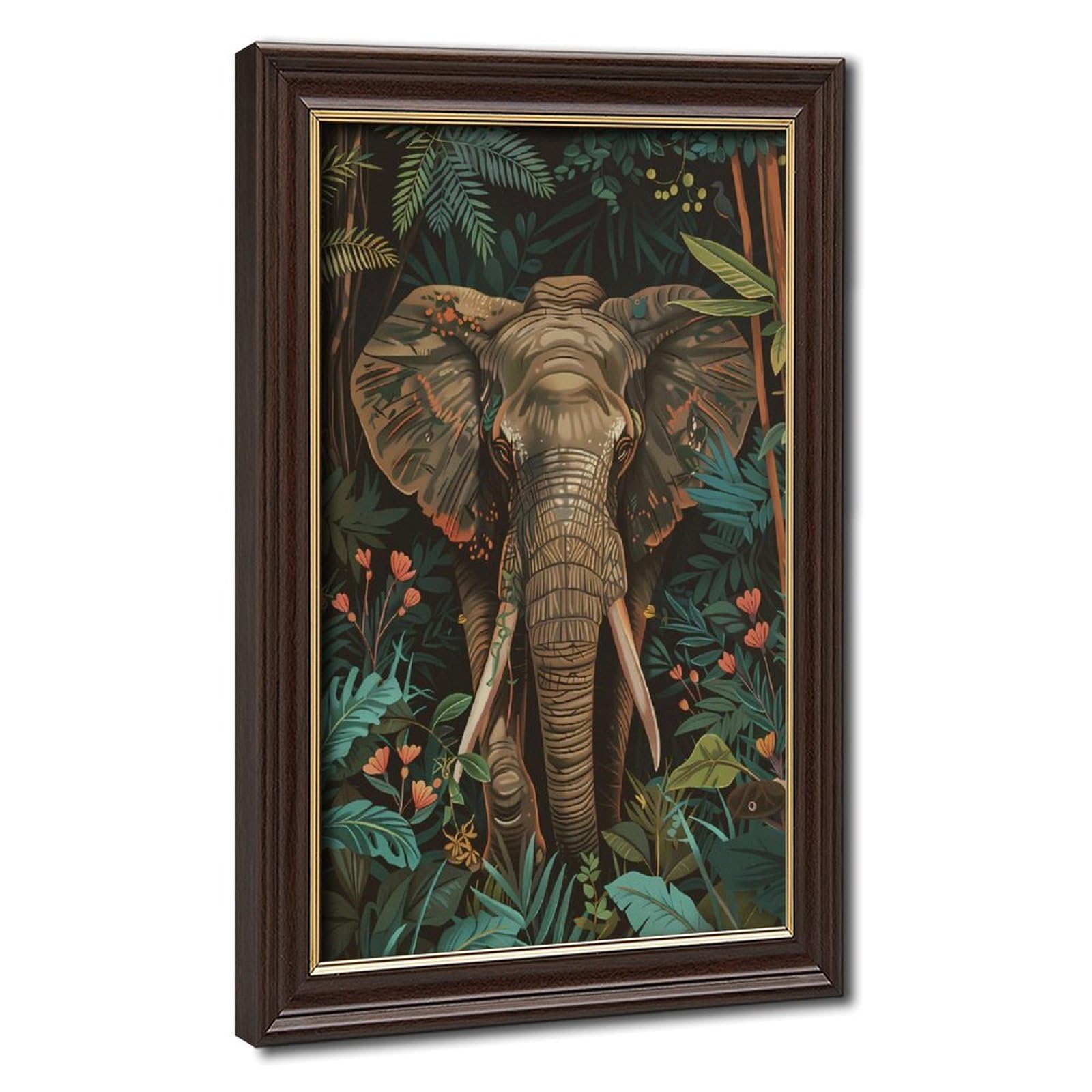 Bareronor Jungle Elephant Poster Canvas Poster Bedroom Decor Landscape Office Room Decor Gift 24" L X 36" W