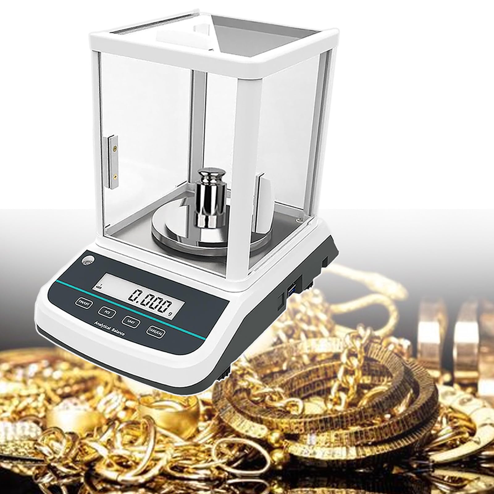 Balanza analítica electrónica de Laboratorio con Pesa de calibración y Pantalla LCD Dual, precisión de 0,001 g y Plato de pesaje de Acero Inoxidable para labora(300g)
