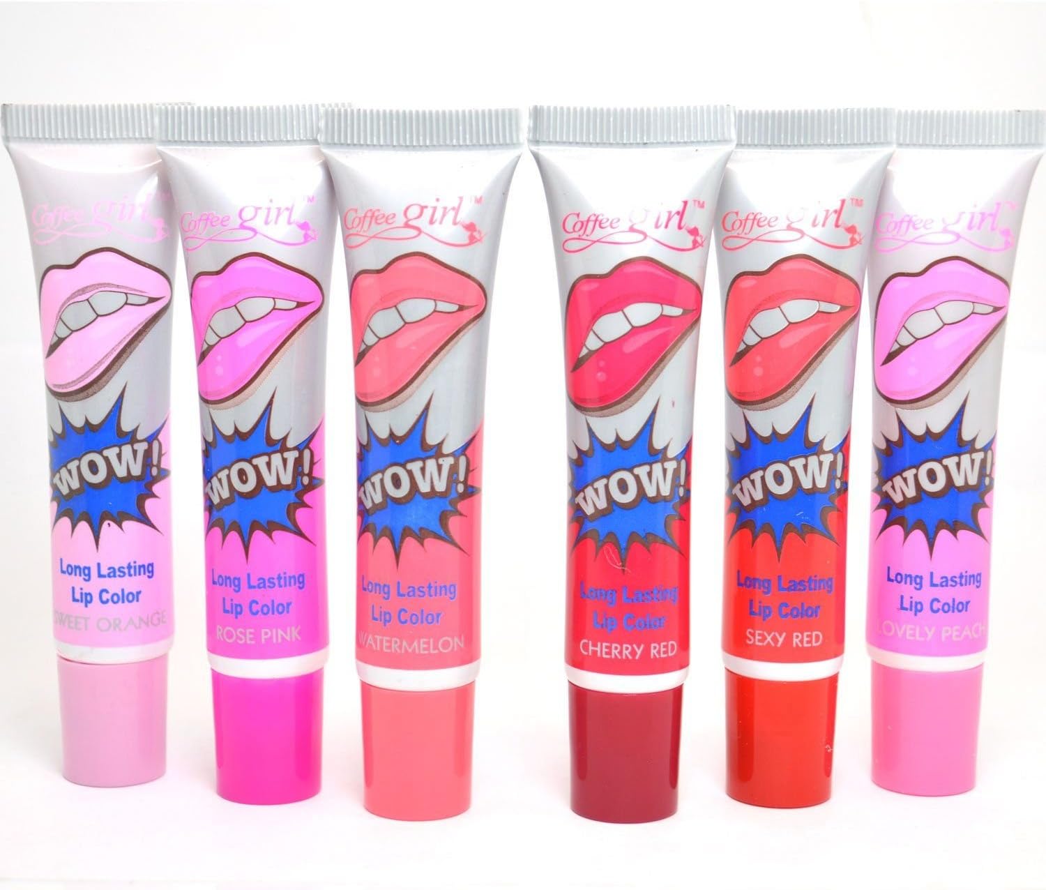 COFFEE GIRL 6 COLOR MAGIC LIP TATTOO PEEL OFF PAINT GLOSS LIPGLOSS + Free ZipBag