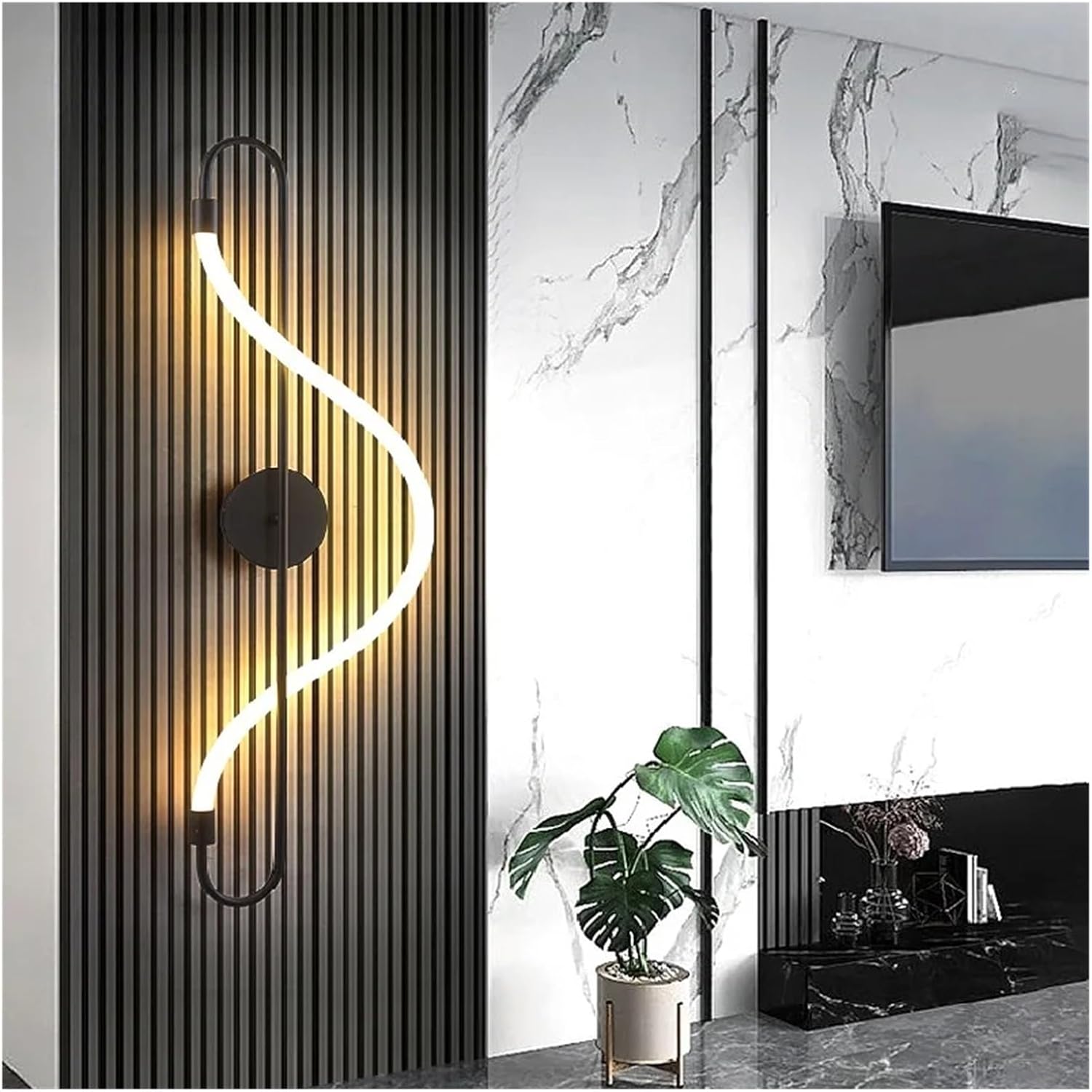 Wall Sconces, Modern Long Hose Led Wall lamp for Living Room Bedroom Bedside Living Room Bar Grille Sofa TV Background Lighting Decoration (Color : Warm White, Size : Black 86cm)