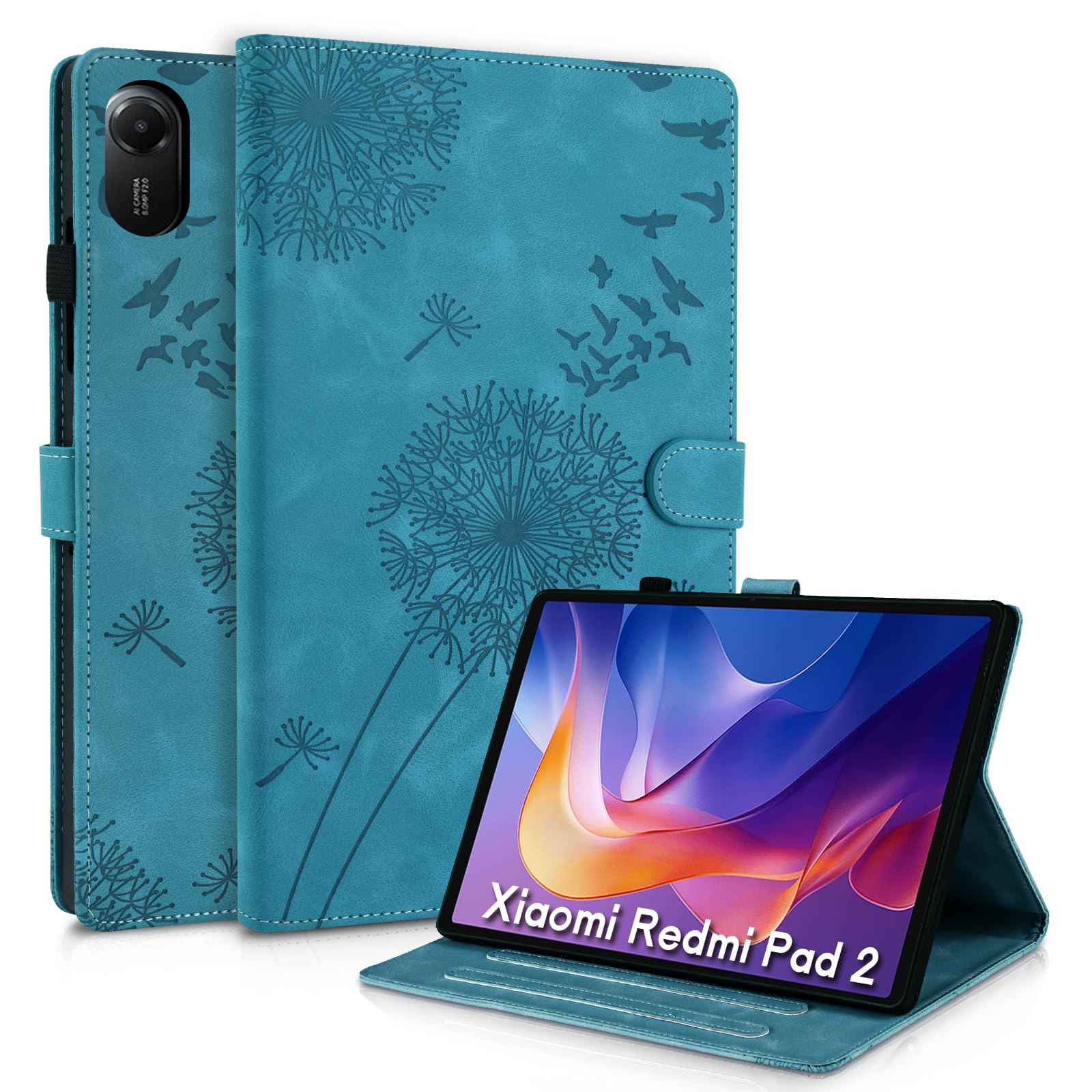 Auslbin Case for Xiaomi Redmi Pad 2 11" 2025 Tablet Premium Leather Cover with Card Slot and Stand Function and Pen Holder Case for Xiaomi Redmi Pad 2 11" 2025 Blue