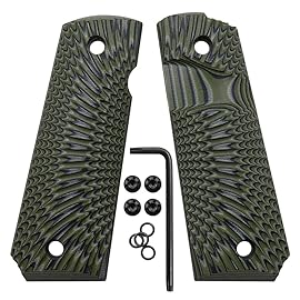 Cool Hand 1911 Full Size G10 Grips, Screws Included, Big Scoop, Ambi Safety Cut, Sunburst Texture, OD/Black
