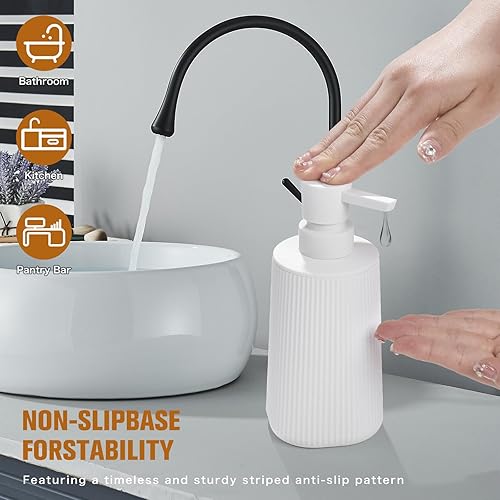 Miniatura 4 de DAHACIS Dispensador de jabón, moderno y elegante dispensador de jabón para platos de manos pequeños para cocina y baño decorativo (blanco mate, 1)