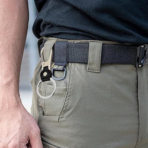 Miniatura 5 de Llavero de cuero con clip para cinturón, mosquetón de cuero con llavero extraíble de acero inoxidable antipérdida