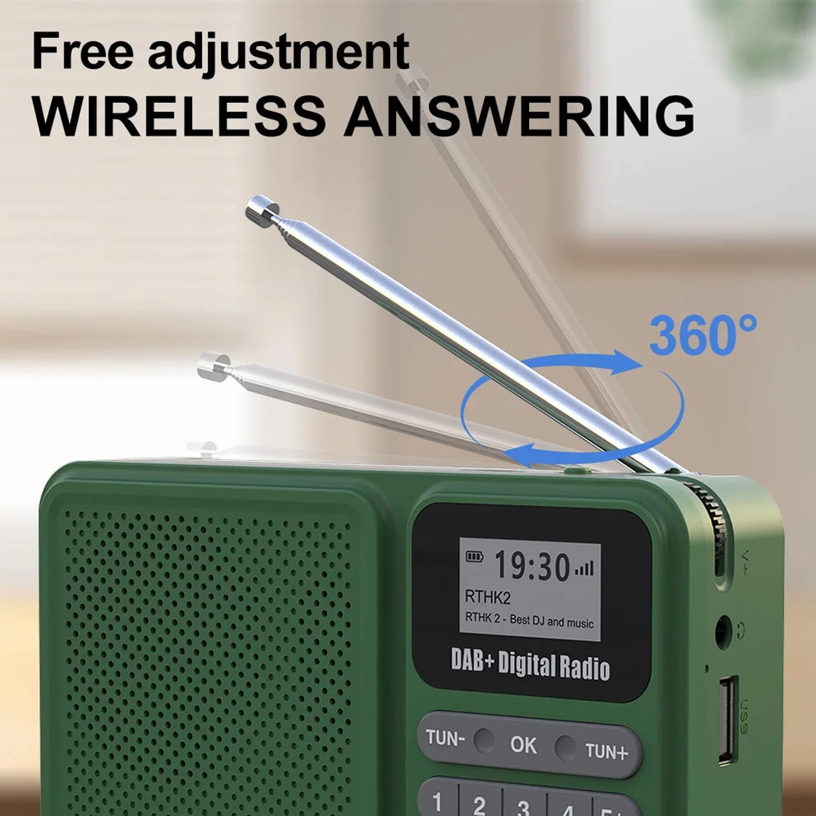 Topiky Radio DAB, altoparlante ad energia solare con suono stereo da 3 W, riproduzione di musica USB, 30 stazioni preimpostate, per ricezione DAB DAB DAB + FM
