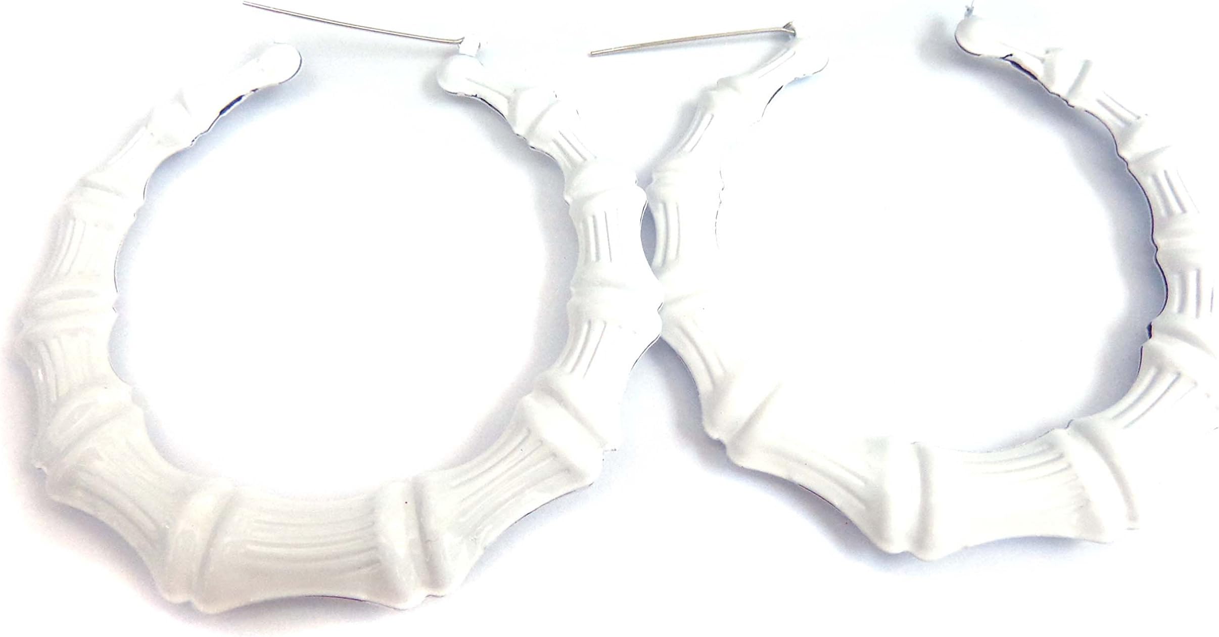 Fashion JewelryBamboo Hoop Earrings White Hoops 4 inch Hoop Bamboo Divas Diggables