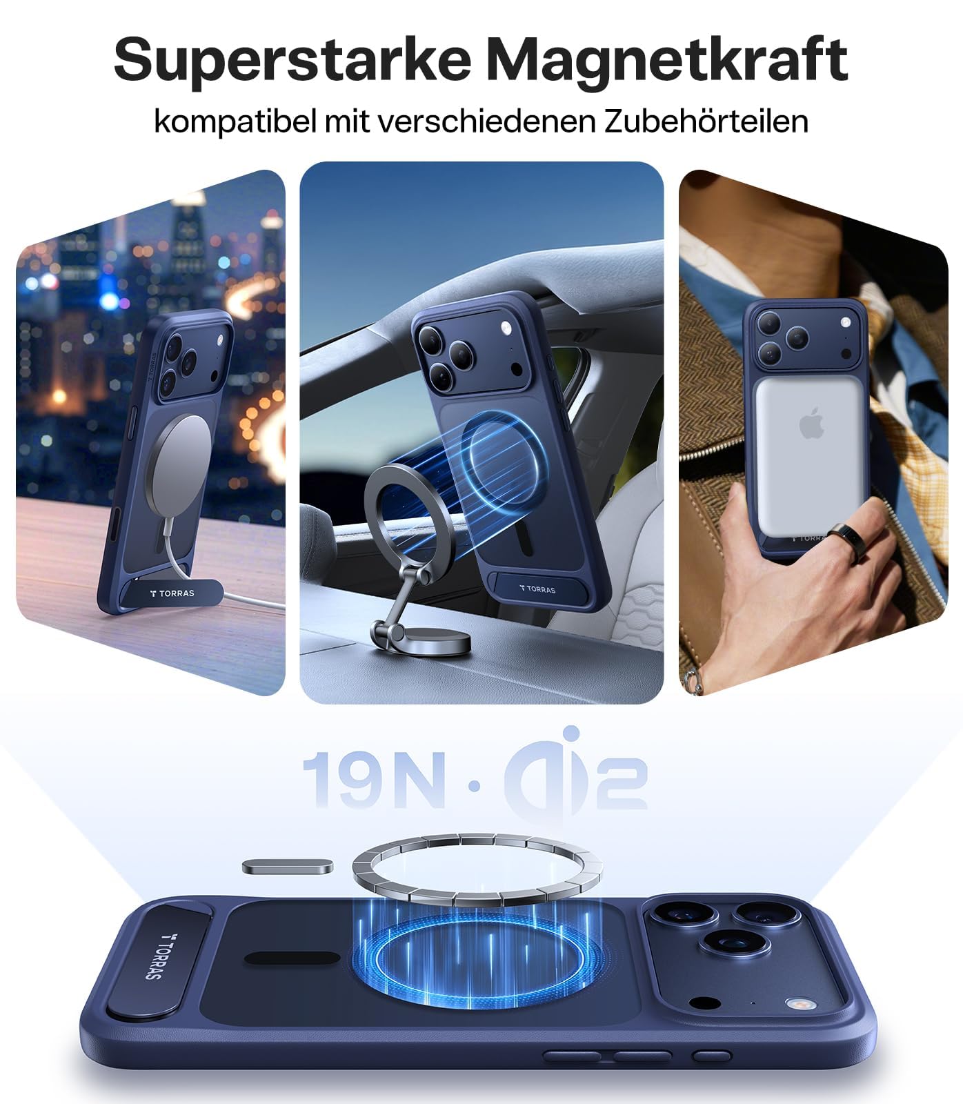 TORRAS iPhone 17 Pro MagSafe Hülle und Sichtschutz Panzerglas Set