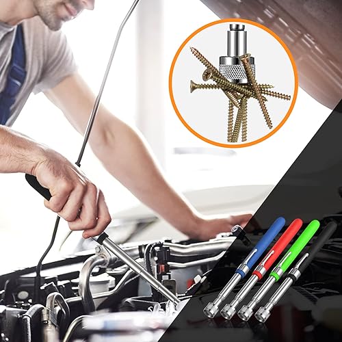 Miniatura 5 de Geiserailie 4 herramientas telescópicas de recogida de imanes extensibles, herramienta de recogida magnética, regalos prácticos para hombres, papá,