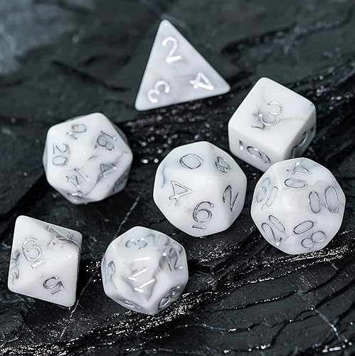 HDdais D&D - Juego de 7 dados para Calabozos y Dragones, dados poliédricos para juegos de mesa Pathfinder RPG MTG (blanco negro)