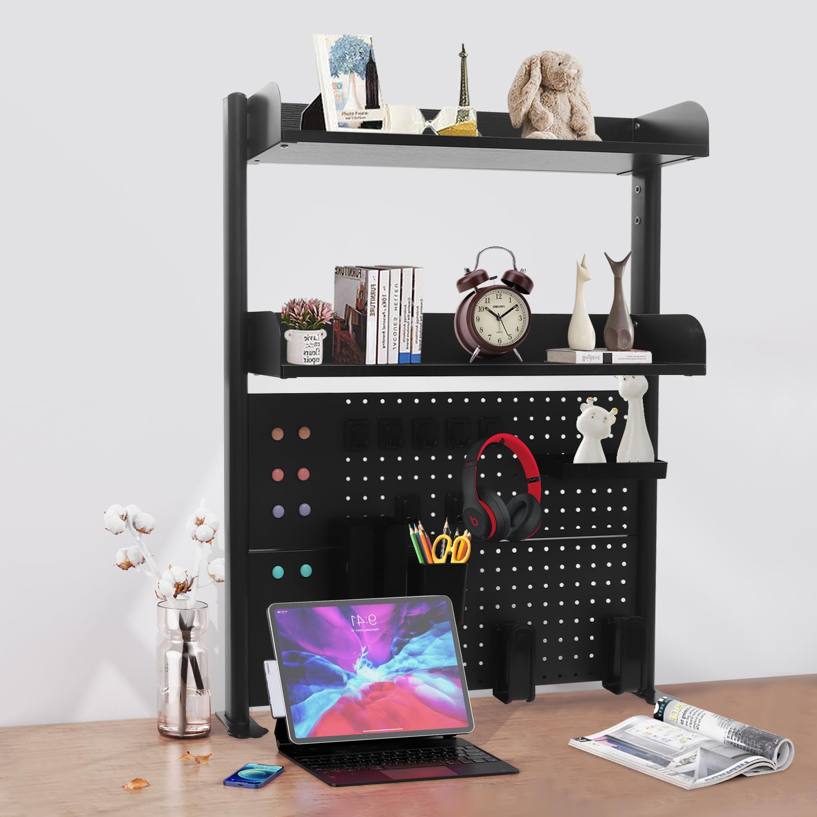 Libreria da scrivania a 2 livelli, per computer desktop, organizer da scrivania, per libri in studio, dormitori, cucine, camere da letto, soggiorno e uffici