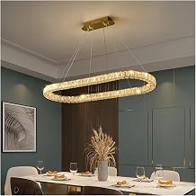 Modern Oval Dining Room Led Pendant Lights Luxury K9 Crystals Hanging Lamp Steel Suspend for Table Deco Fixture,Fashion