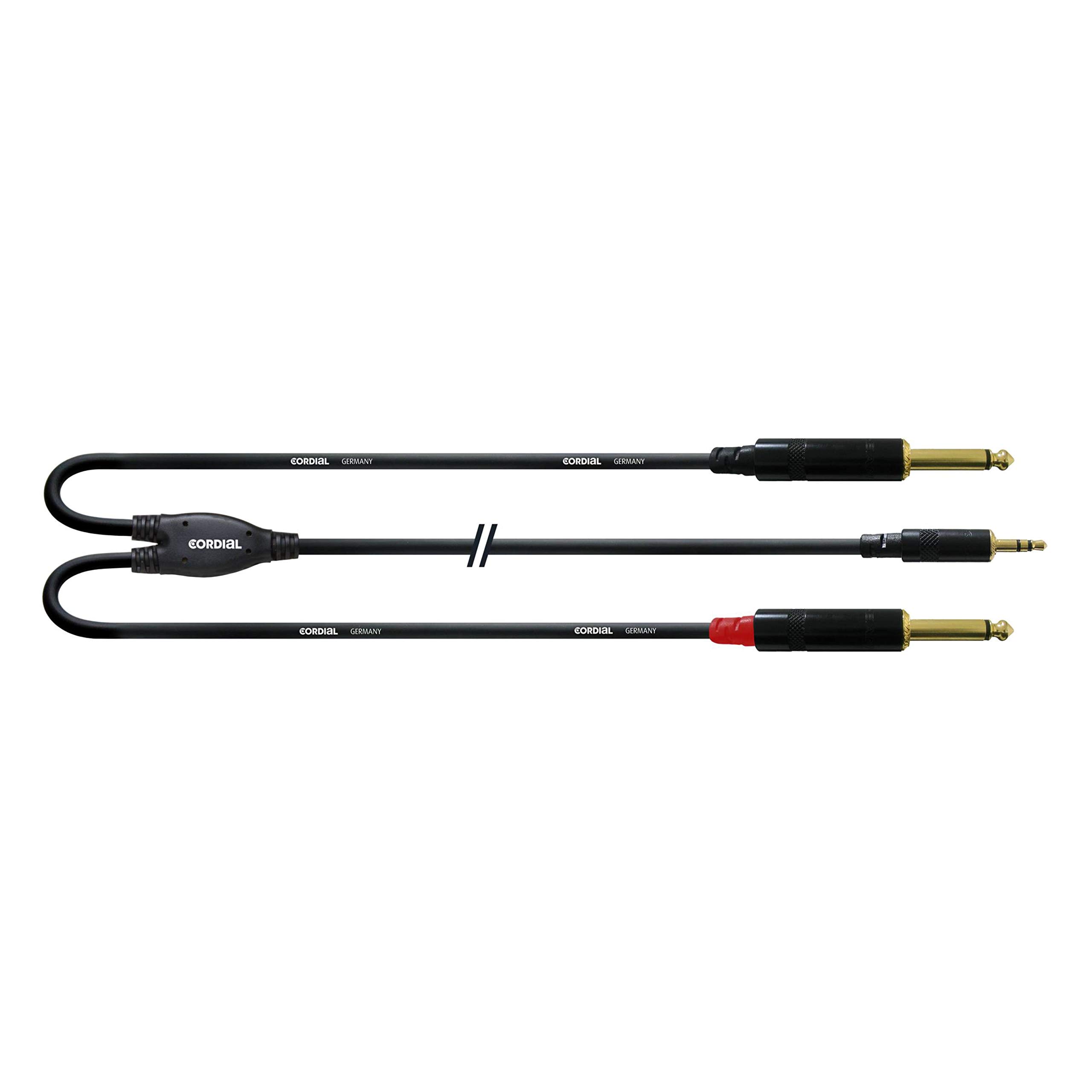 Cordial CFY 3 WPP Y-Adaptor Cable 3.5 mm Stereo Jack / 2x 6.3 mm Mono Jack 3 m with Gold-Plated Contacts