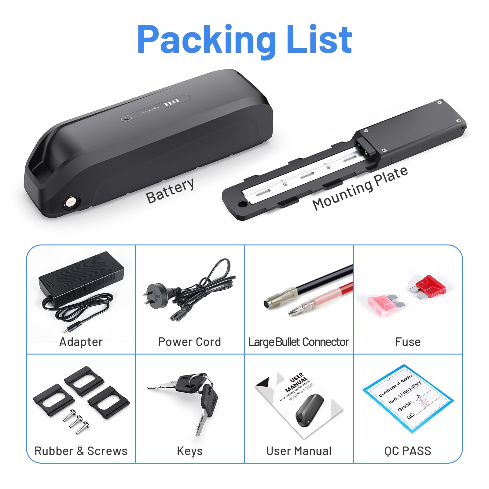 UnitPackPower Batterie pour vélo électrique 36 V 15Ah 250W 500W | Batterie au lithium compacte pour vélo électrique équipé d'un moteur