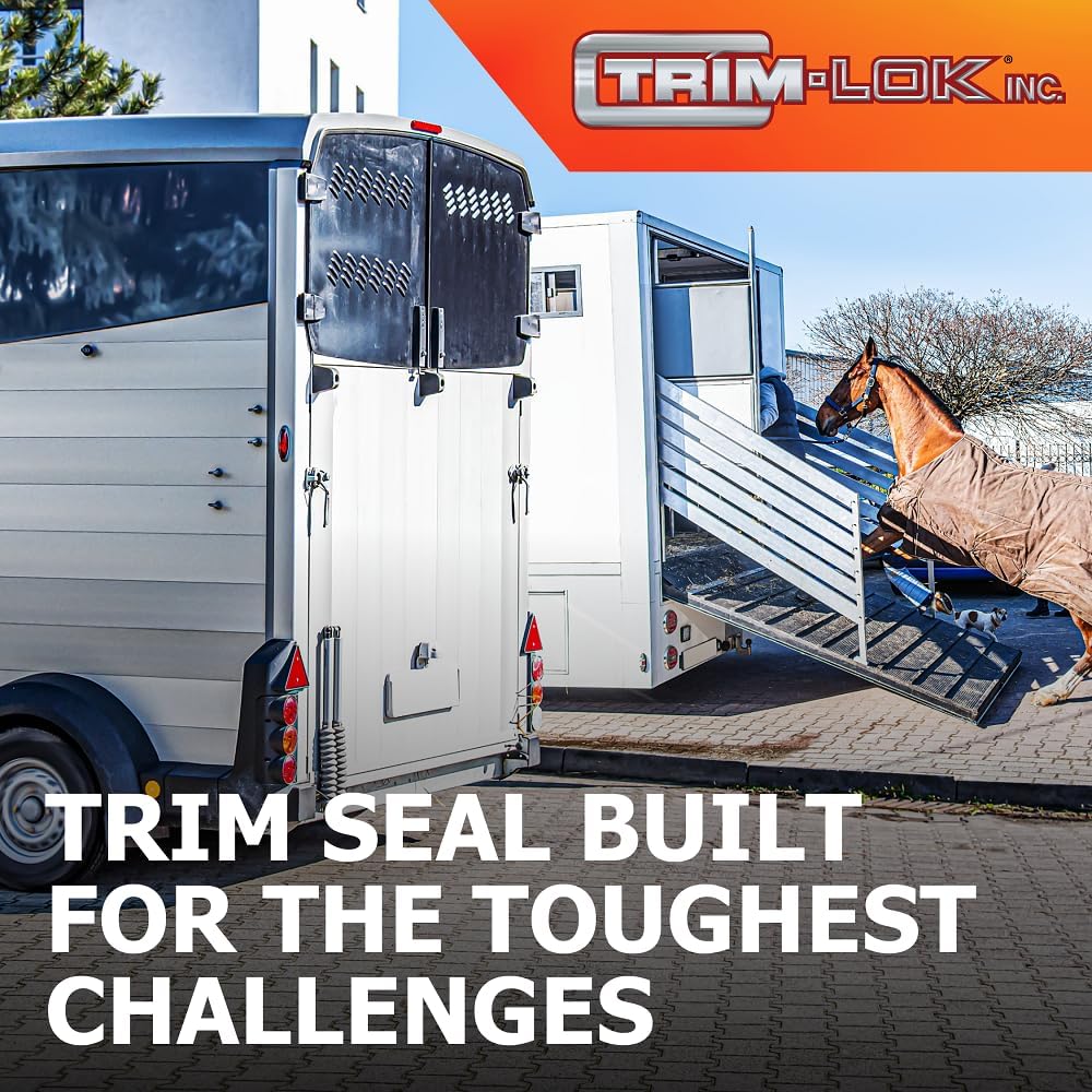 TRIM-LOK Trim Seal, Edge Trim with Side Bulb, Fits 0.437-Inch Bulb, 1/16-Inch Edge, 3/8-Inch Leg, 25-Foot Length, Black Pebble Finish, Flexible PVC Plastic Trim with EPDM Rubber Weather Stripping