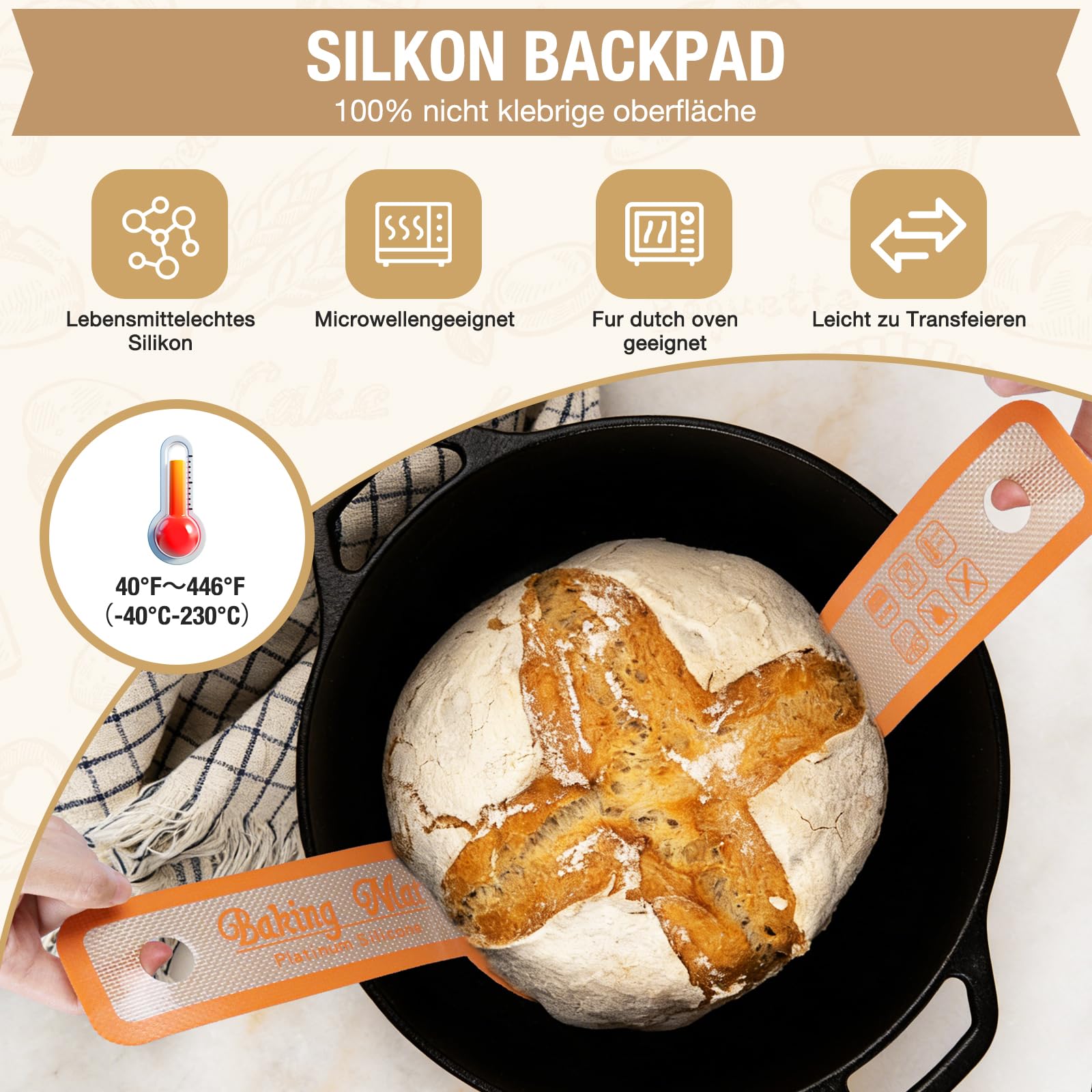 Sauerteig Starter Set,13-teilig Brotgärkorb -Set- aus Silikon，Komplettset Brot Backen Zubehör, Geschenk für Anfänger und Erfahrener Bäcker(23cm rund & 25cm oval)