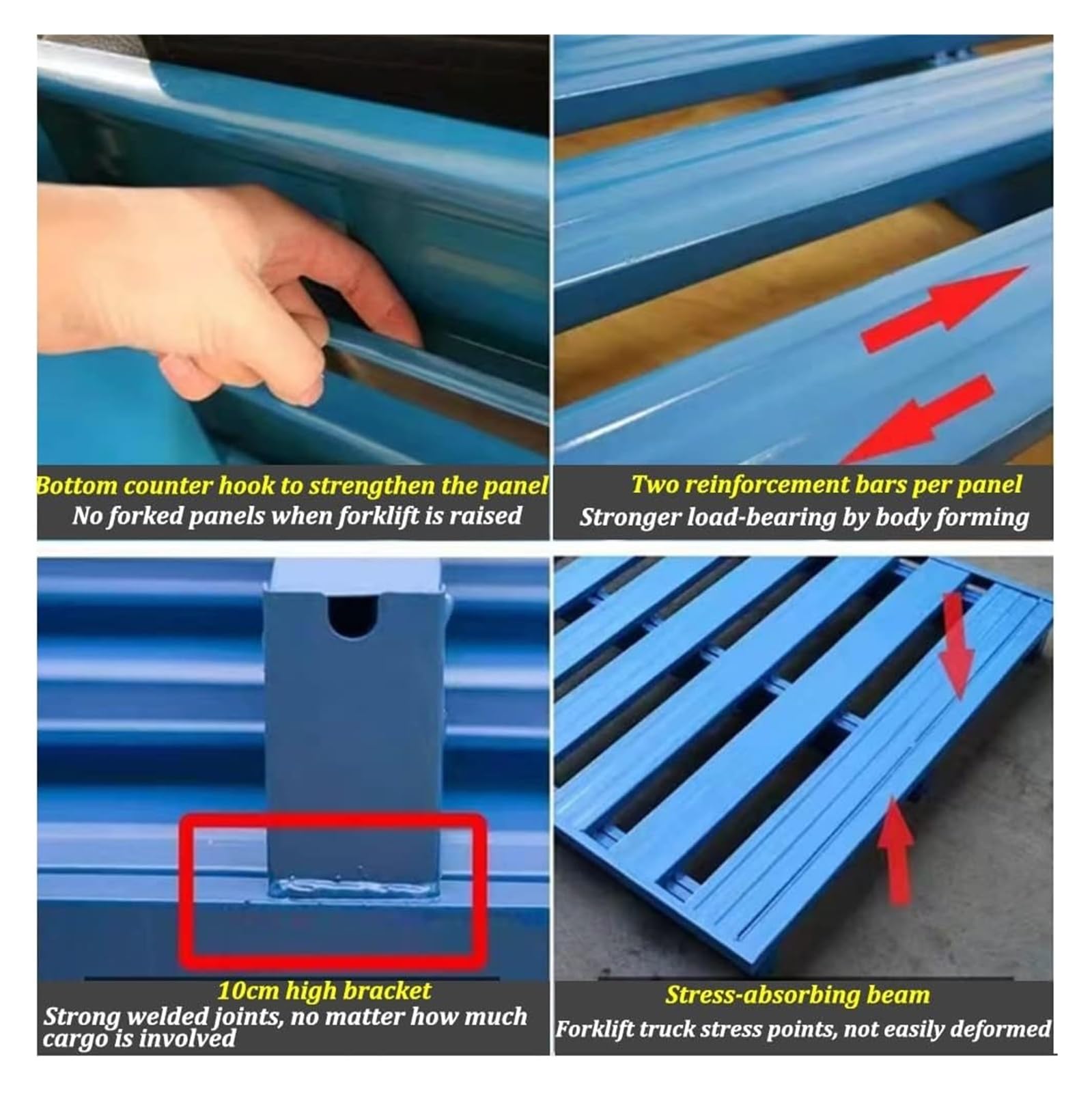 Carretilla Elevadora De Acero Paletas De Hierro, Estanterías De Almacenamiento De Alta Resistencia Paletas De Hierro Almacén Logístico Columpio Paleta De Metal Paletas(1x1m)