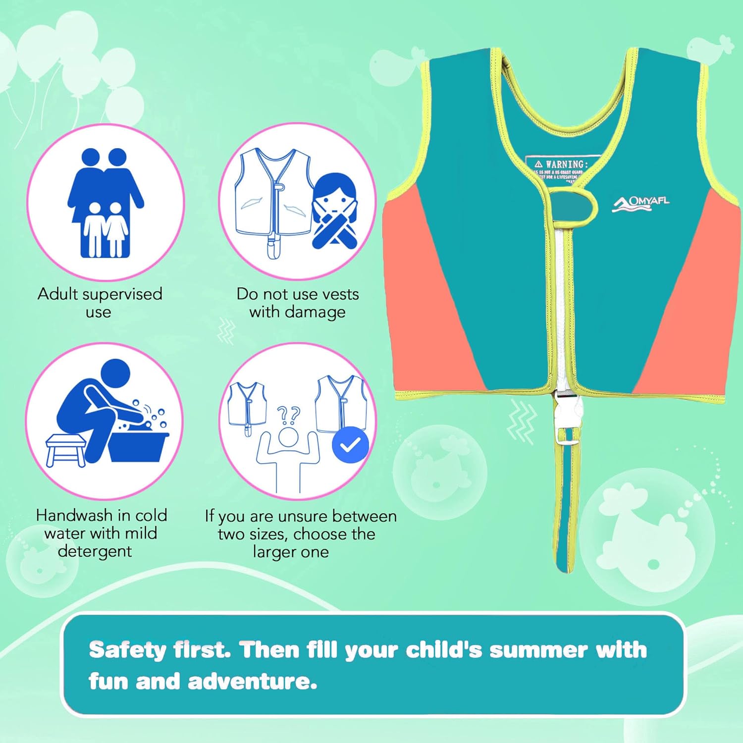 Toddler Swim Vest Kids Floaties Boys Girls Swim Float Jacket Buoyancy Swimwear