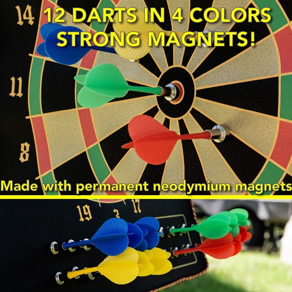 Nlager Double Sided Magnetic Dart Board, Indoor Outdoor Safety Dartboard Game Toys Gifts for 5 6 7 8 9 10 11 12 13 Year Old Boy, (4 Each in Red, Yellow, Green & Blue) : Sports & Outdoors