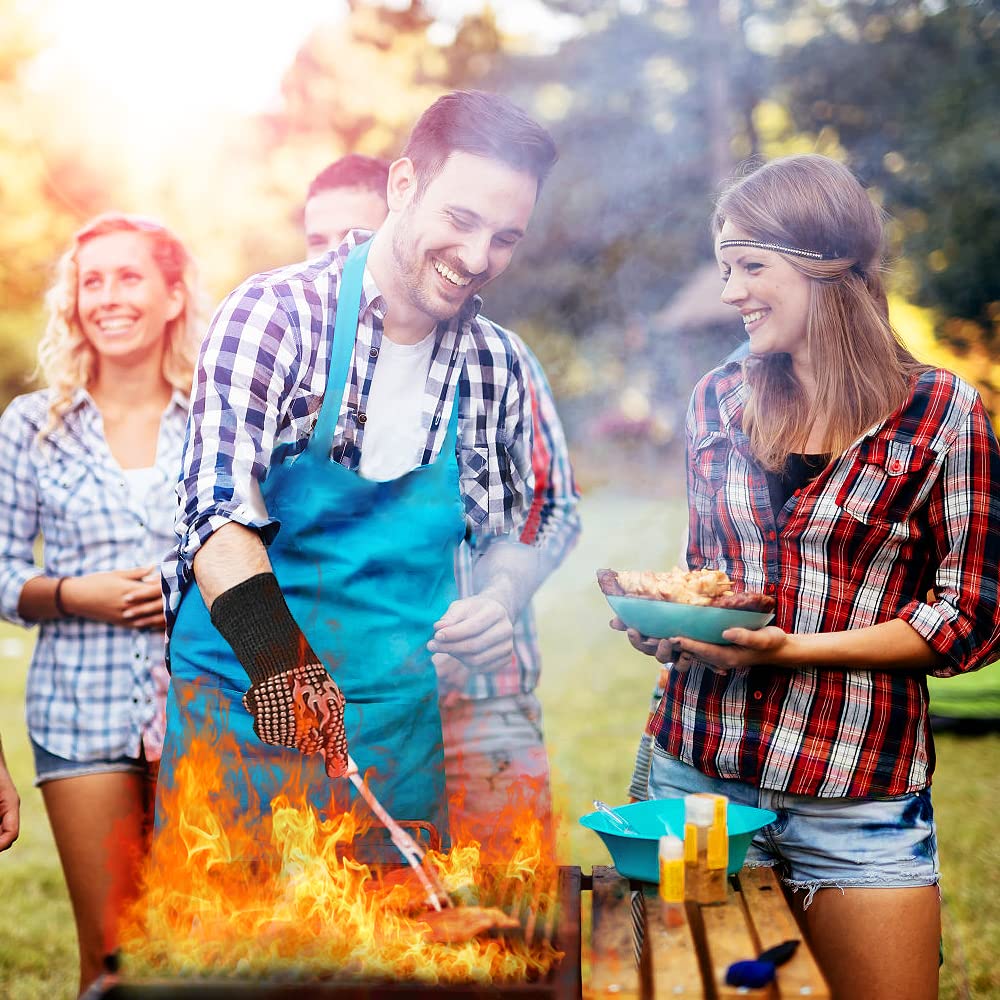 Guanti da barbecue, resistenti al calore, per cucinare, guanti antiscivolo per griglia, guanti da forno, guanti in silicone estremamente resistenti al calore fino a 800 °C, guanti per