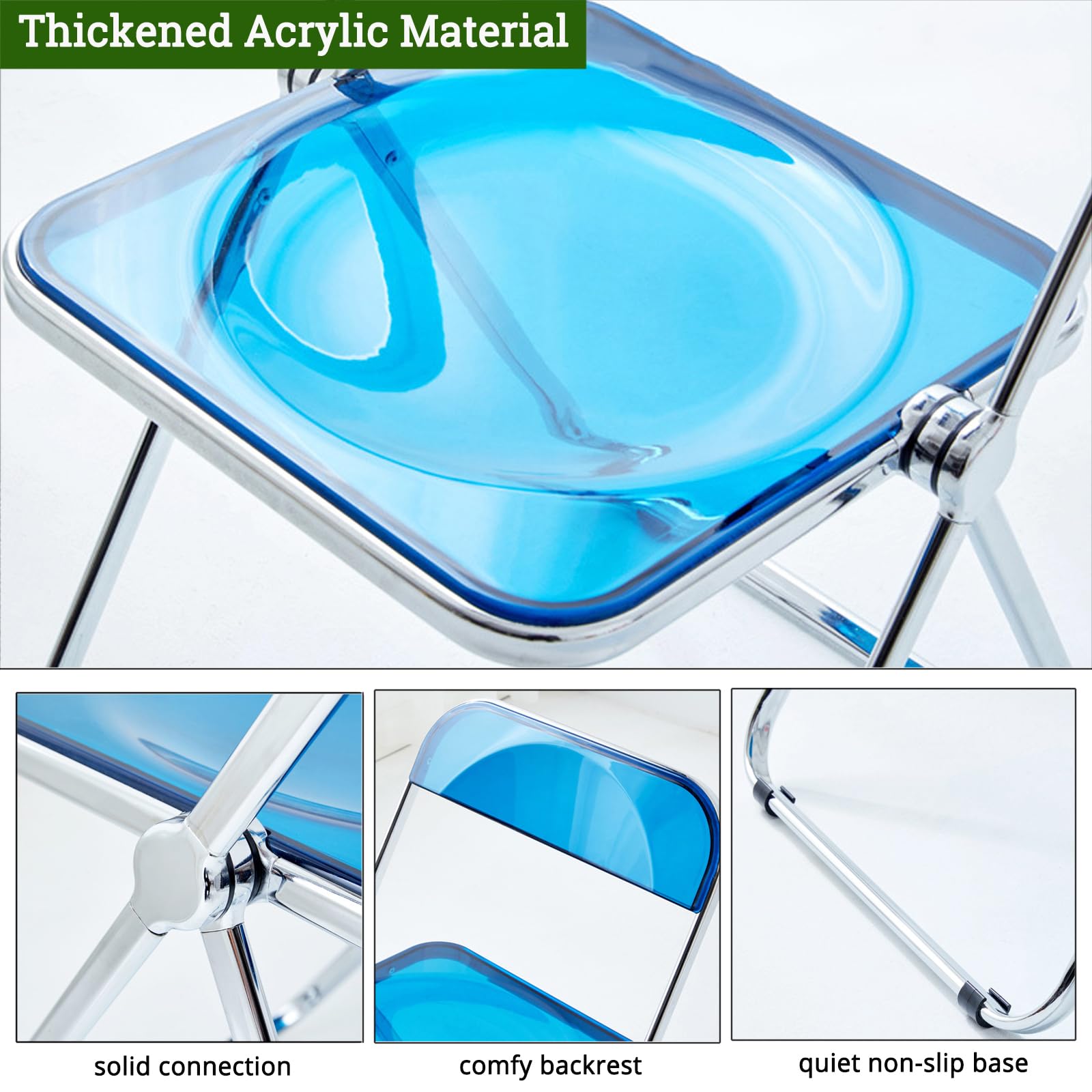 Set di tavolo e sgabello pieghevole in acrilico, tavolino moderno con sedia per soggiorno, camera da letto, cucina, esterni, set pieghevole con tavolo e sedia