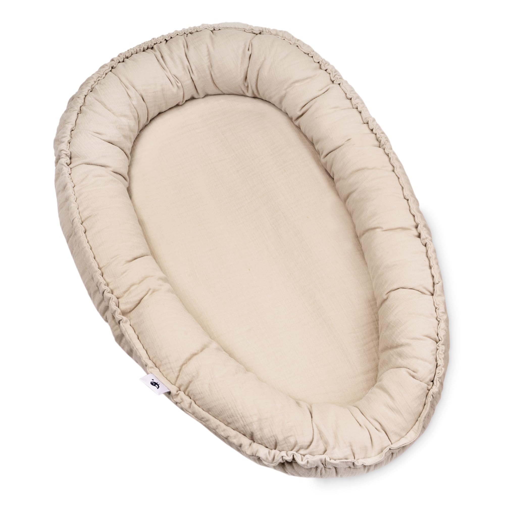 Julius Zöllner Kuschelnest NIDO | Liegefläche ca. 60x35 cm | Für Babys ab der Geburt | 100% Baumwollmusselin | Made in Germany | OEKO TEX Standard 100 | Sand