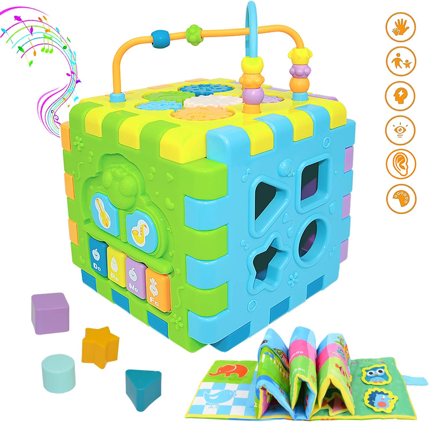 Baby Activity Cube Multi-Assembly Busy Play Center Toys 7 in 1 for Kids Play Musical Cube for Infants & Toddlers Gift