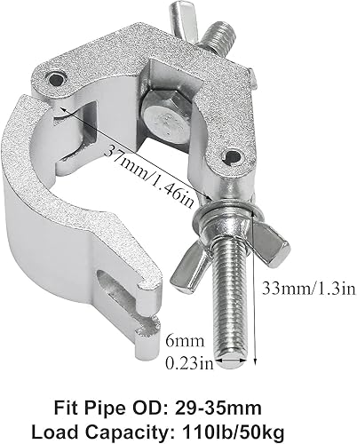Miniatura 8 de 2 paquetes de abrazaderas para luces, equipos y accesorios de iluminación de escenario, abrazaderas O de iluminación, abrazadera de poste de luz