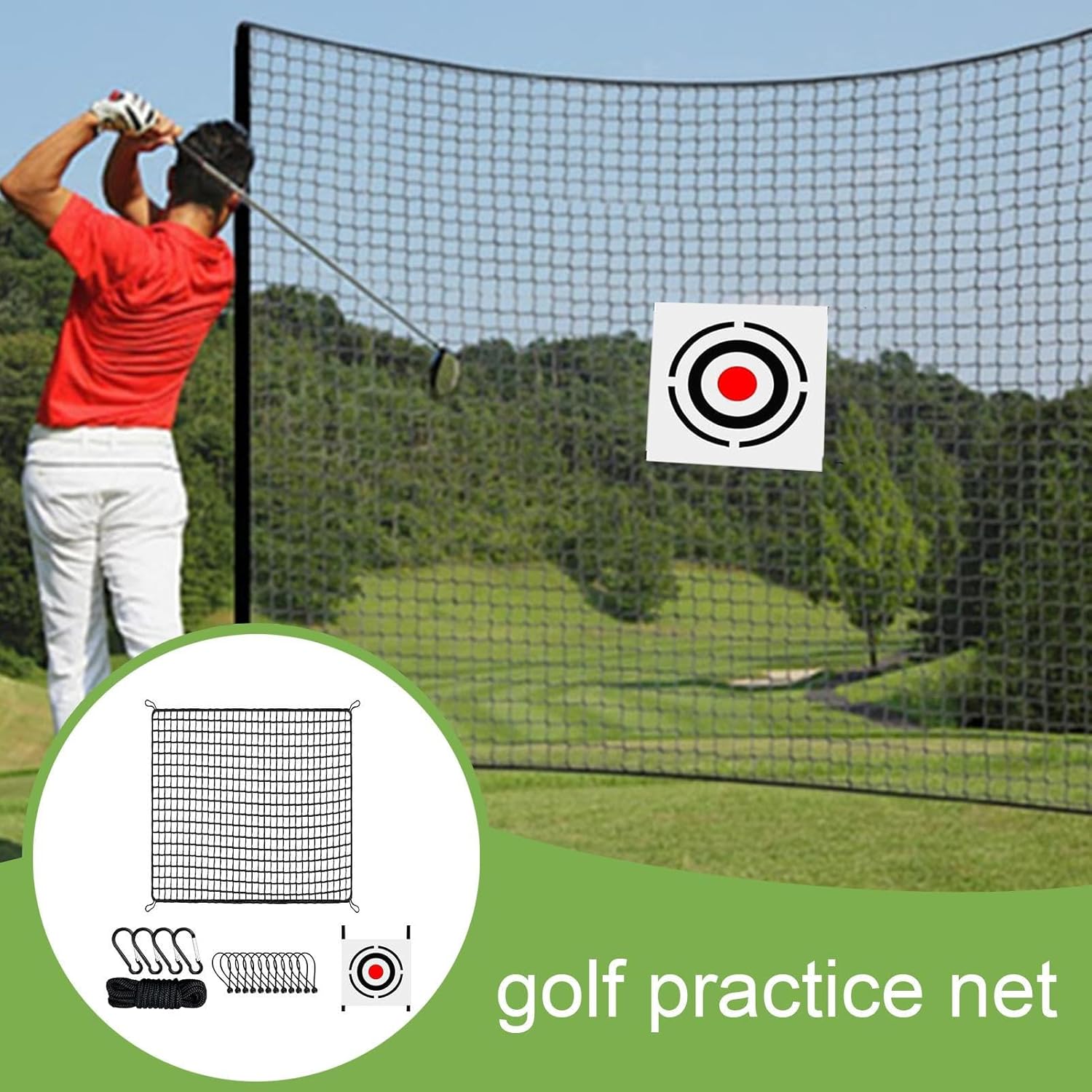 Golf Nets for Backyard - Heavy Duty Ball Swing Training Simulator - Golf Driving Barrier Netting with Target Cloth for Football, Volleyball, Baseball