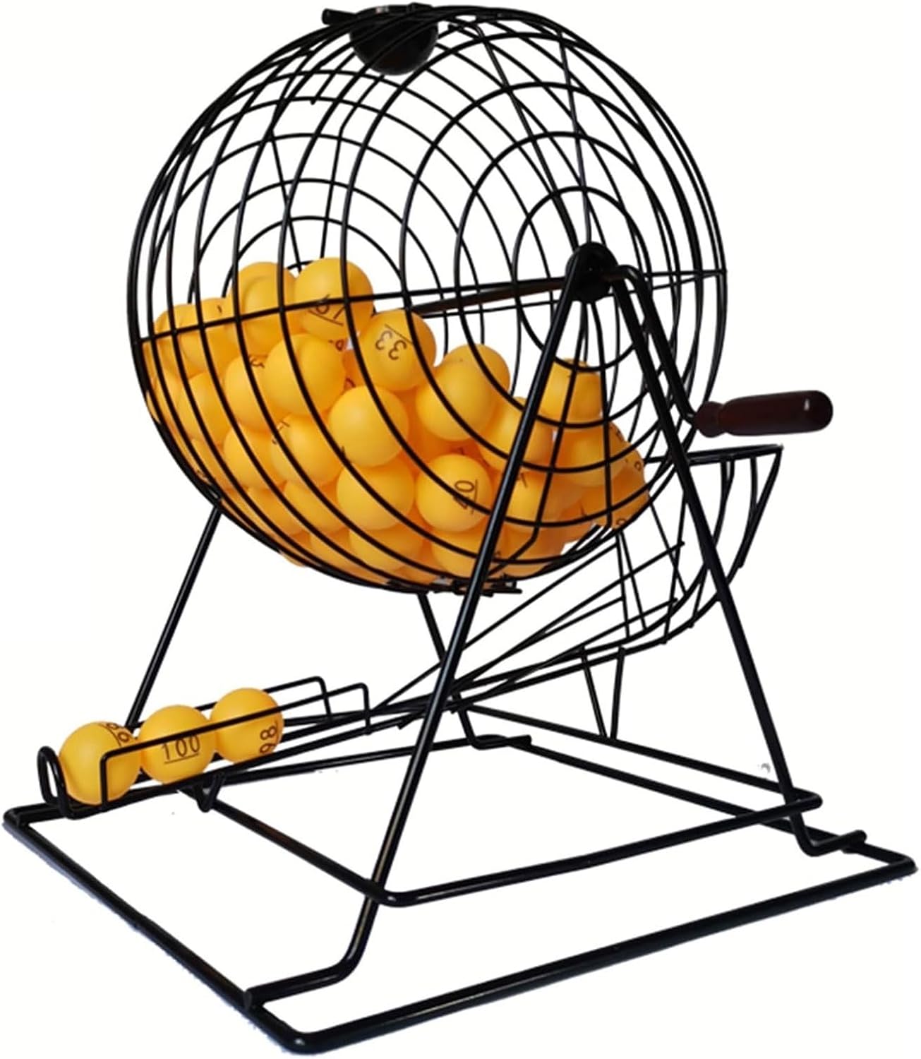 Manual Lottery Machine with 100 Balls, 13-Inch Metal Cage & Big Turntable for Large Group Games(Brass)