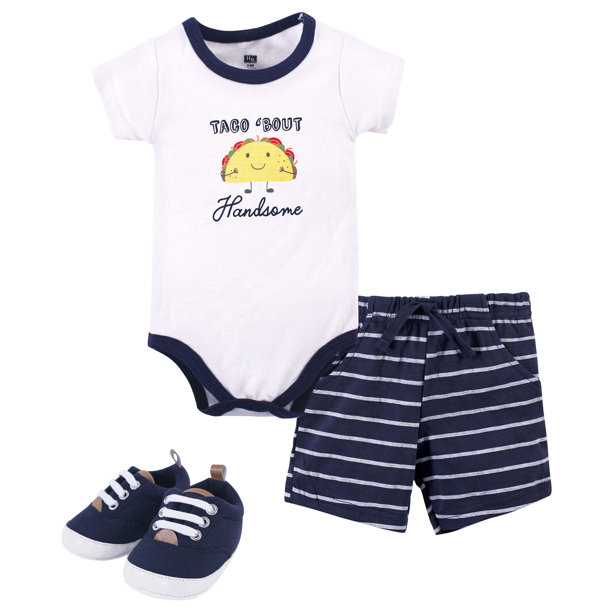 Hudson Baby Dziecięcy chłopcy unisex bawełniane body dla chłopców i mężczyzn, zestaw szortów i butów, piękna taco, 0-3 miesiące koszulka dla malucha