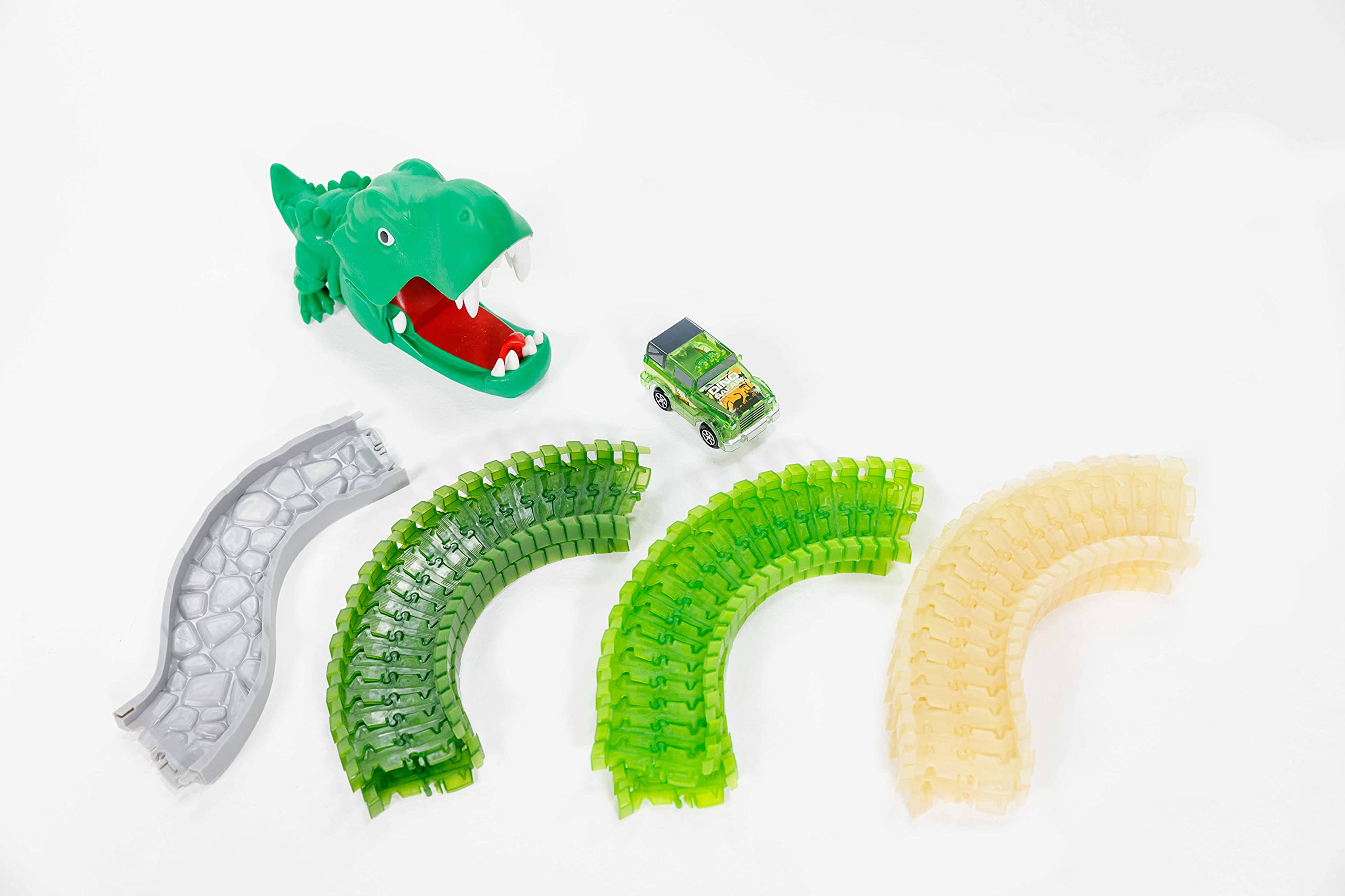 Rocco Giocattoli Magic Tracks Dino Chomp – Pista Flex Che Si Illumina Al Buio, Oltre 2 Metri