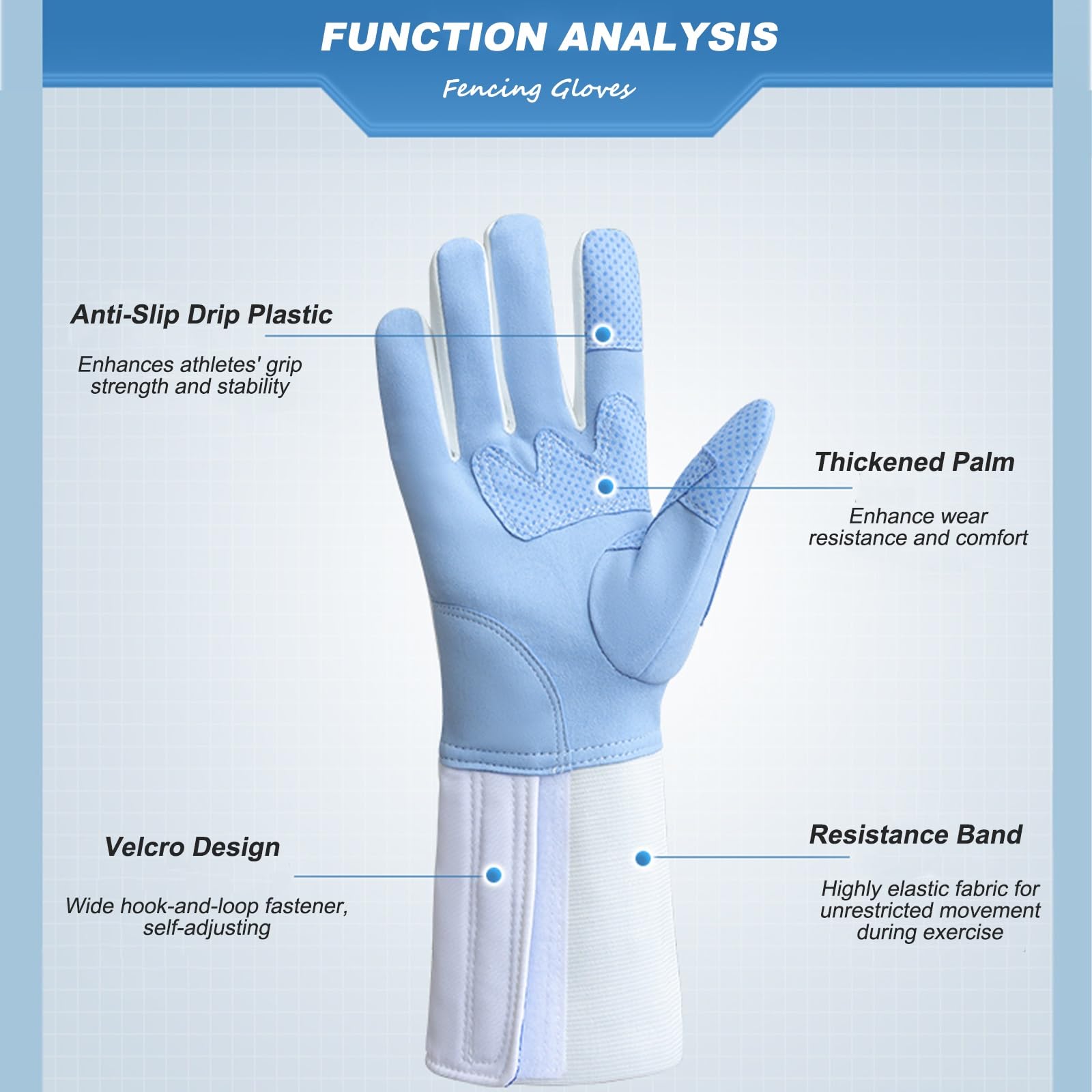 Guante De Esgrima, Guantes Protectores Antideslizantes for Esgrima Con Florete, Espada Y Sable, Equipamiento De Esgrima for Niños Y Adultos, Se Vende Por Unidades(6.5,Left-handed)