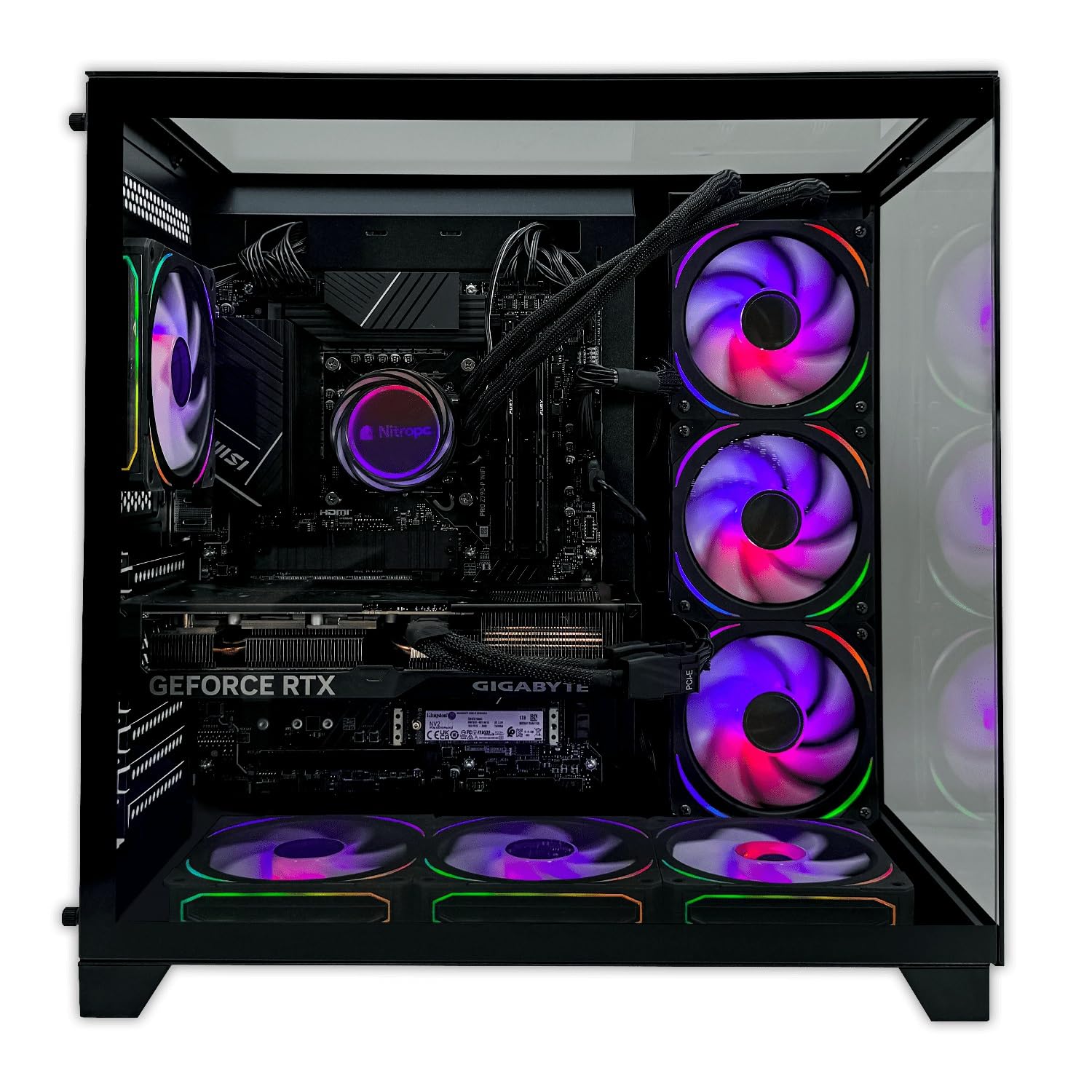 NitroPC - PC Gaming Extremo (Intel Core i7 12700K 12/20 5.0GHz, RTX 5060 Ti 16GB, RAM 32GB, M.2 2TB, Windows 11 Pro, iluminación RGB, WiFi) Ordenador de sobremesa, PC Gamer (Negro)