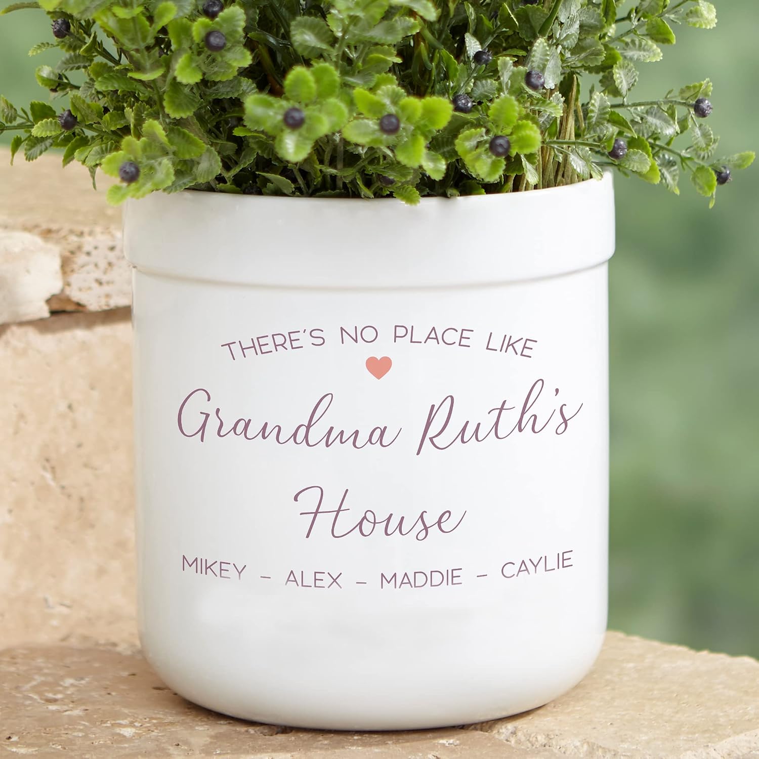 Personalization Universe No Place Like Personalized Grandparents Flower Pot - Heavy-Weight, Chip-Resistant Stoneware Planter, Ideal for Indoor/Outdoor Garden, Unique Mother's Day or Grandparents Day
