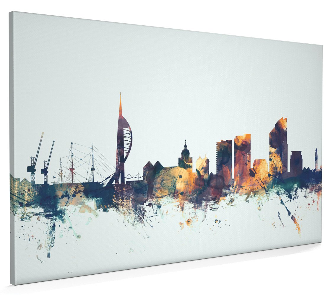 Portsmouth England Skyline Canvas Art Print, 22x34 inch (A1) - 2106