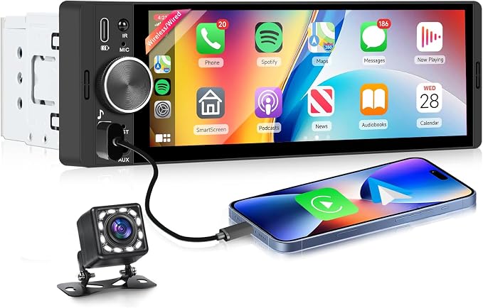 Radio para auto con pantalla táctil 6.28" y Bluetooth miniatura 8