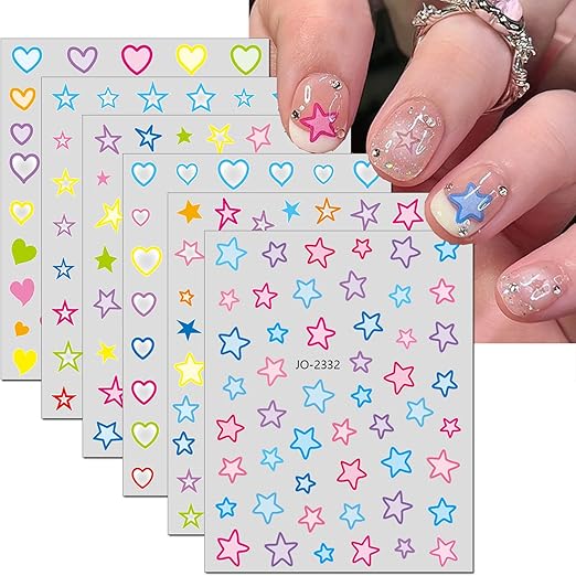 Color Star Nail Stickers Decals DIY SelfAdhesive Star