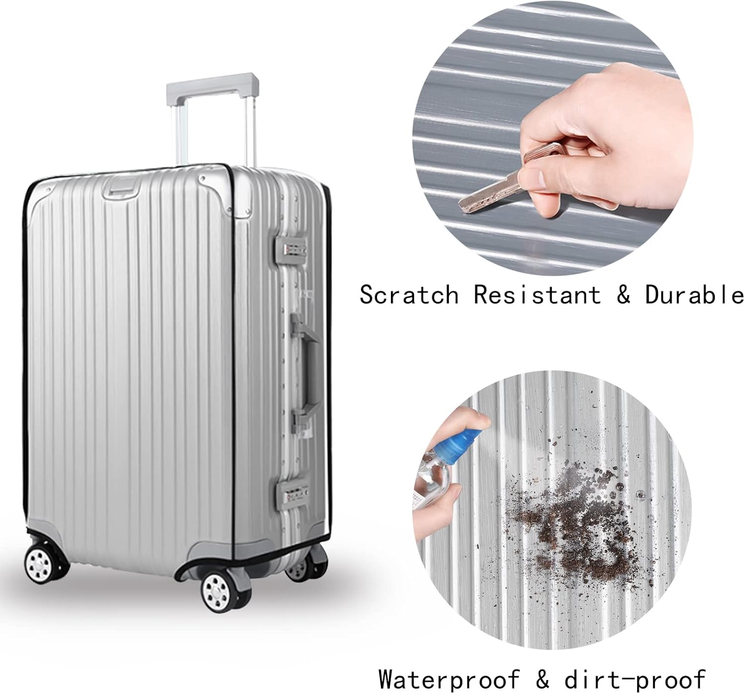 T Tersely 3 Pieces Luggage Cover Protectors, for 22 26 30 inch luggage Clear PVC Suitcase Cover Set,Waterproof Suitcase Protective Covers for Tsa Approved for Travel