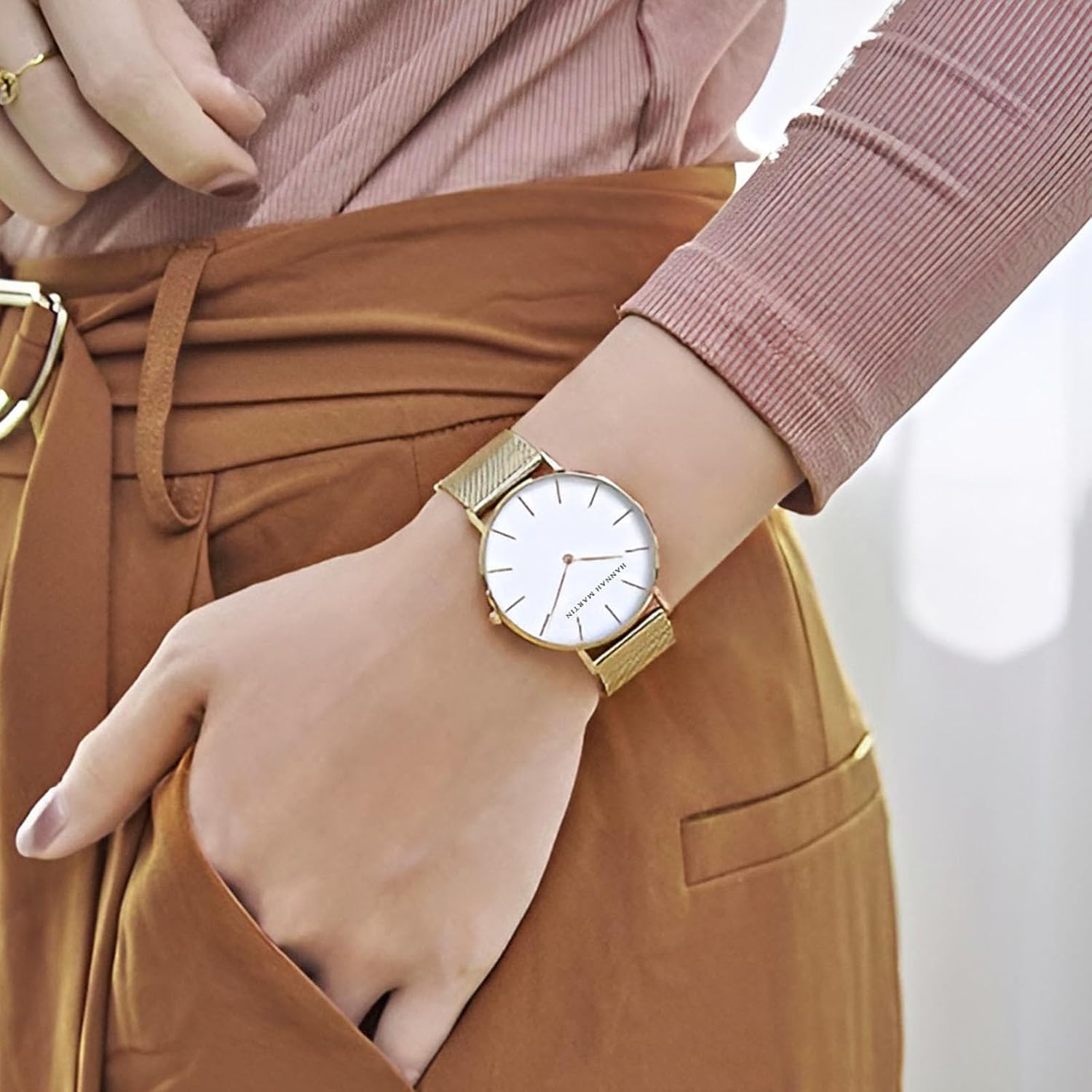 Asdppe Gold Watches for Women Classy Round Quartz Watch Minimalist Waterproof Ladies Bracelet Wrist Watch,Stainless Steel Band,Reloj Mujer - Image 3