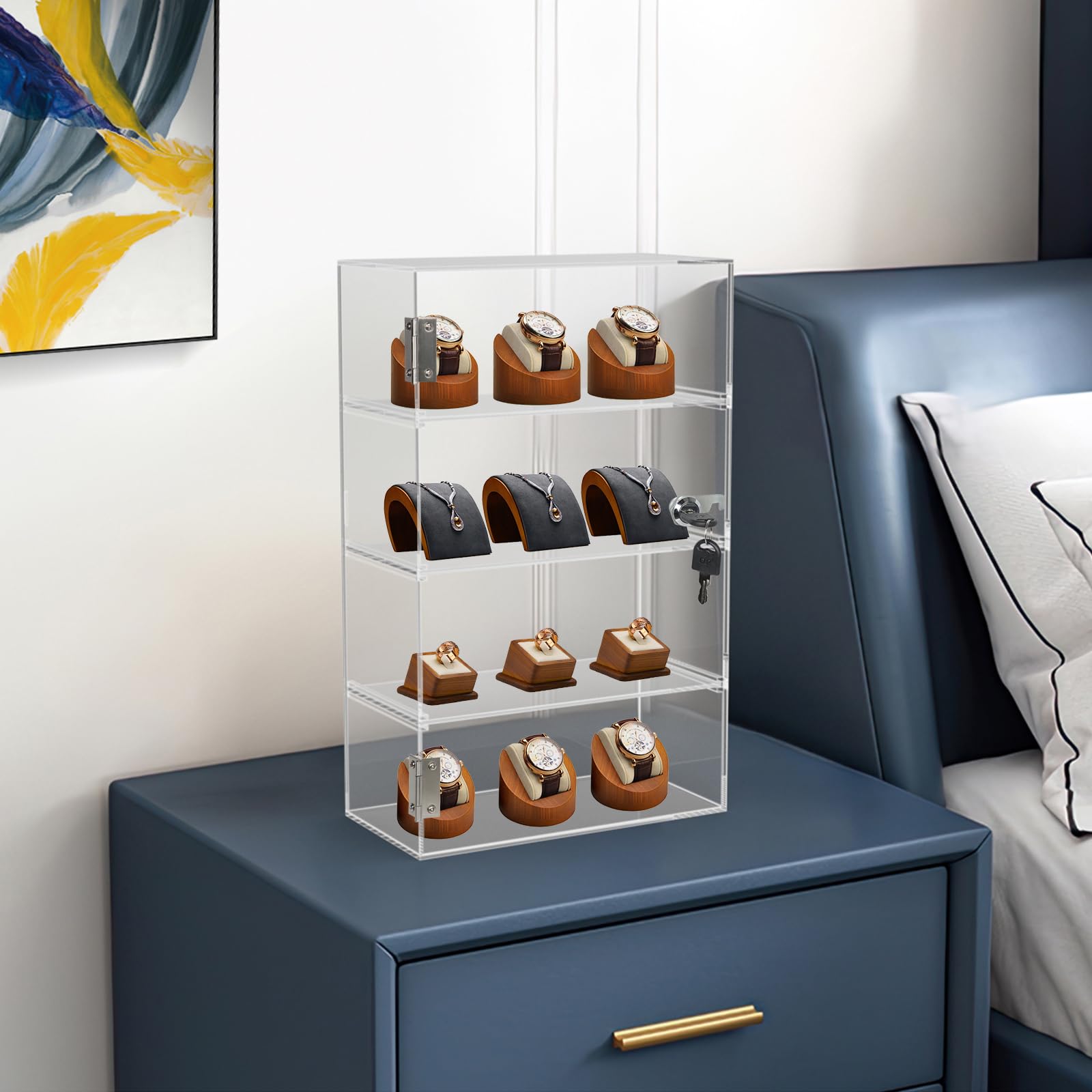 Choowin Acrylic Display Case with Lock Key Countertop Display Case with