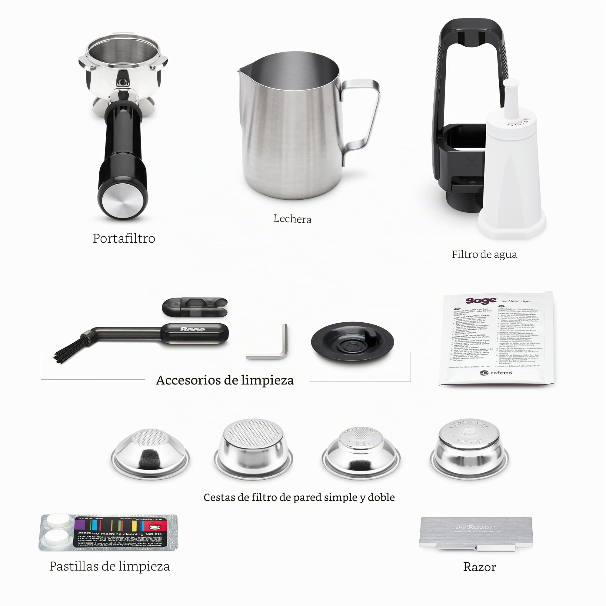 Sage - The Barista Express Impress - Cafetera Barista Express con Molinillo Integrado para Café en Grano - Dosificación y Prensado Automático 10 kg - Lanza de Vapor Manual - Acero Inoxidable Cepillado