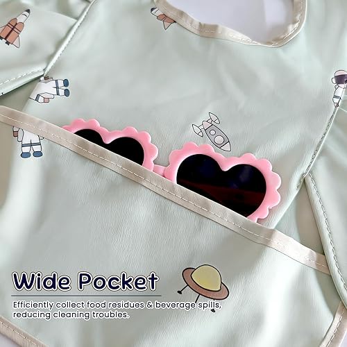 Miniatura 4 de 5 Pack Baby Feeding Bibs with Waterproof Food Catcher - Adjustable, Wipeable & Mess Proof for 0-5 Years