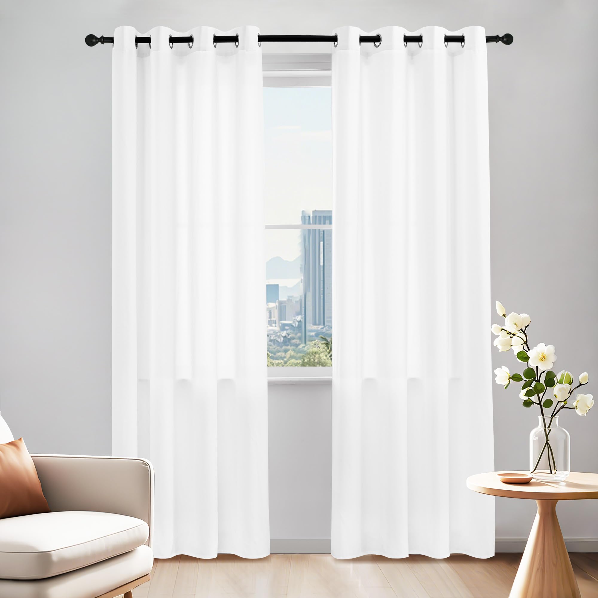 PONY DANCE Non-See-Through White Voile Curtains - Image 4