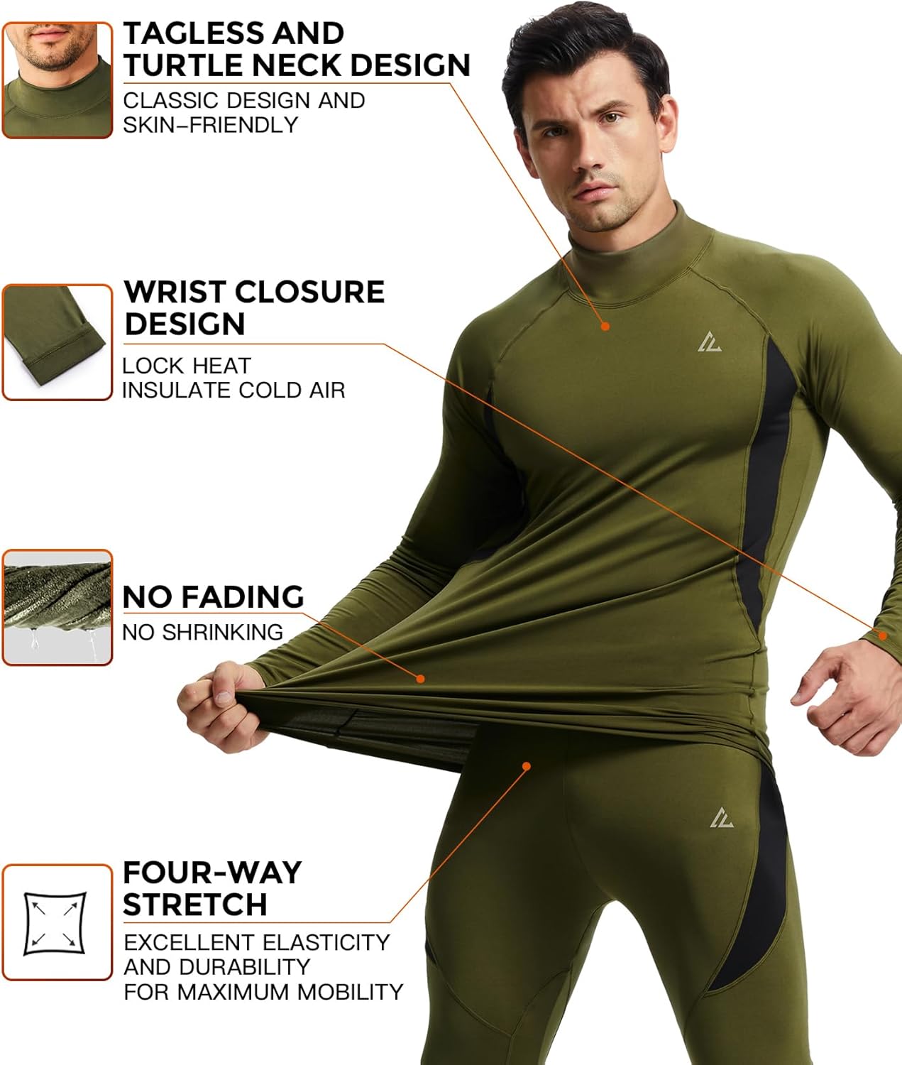 CL convallaria Thermal Underwear Long Johns Set Mens Winter Gift Hunting Gear Sport Base Layer Bottom Top - Image 2